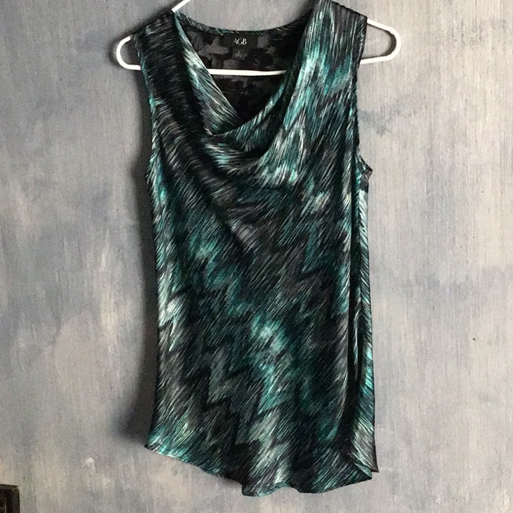 AGB teal black Lacey shell top